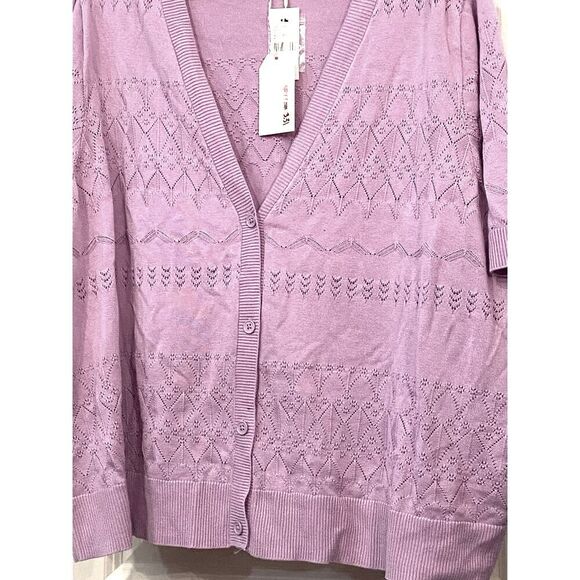 Lane Bryant Cardigan Sweater Classic Perfect Sleeve Button-Front Lilac Womens 26 - Picture 3 of 5